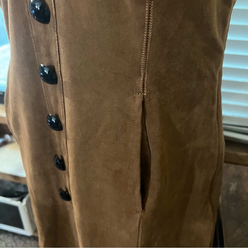 Elegant Suede look Tan Fringe Costal Cowgirl Dress by Oyrosy - Picture 4 of 13
